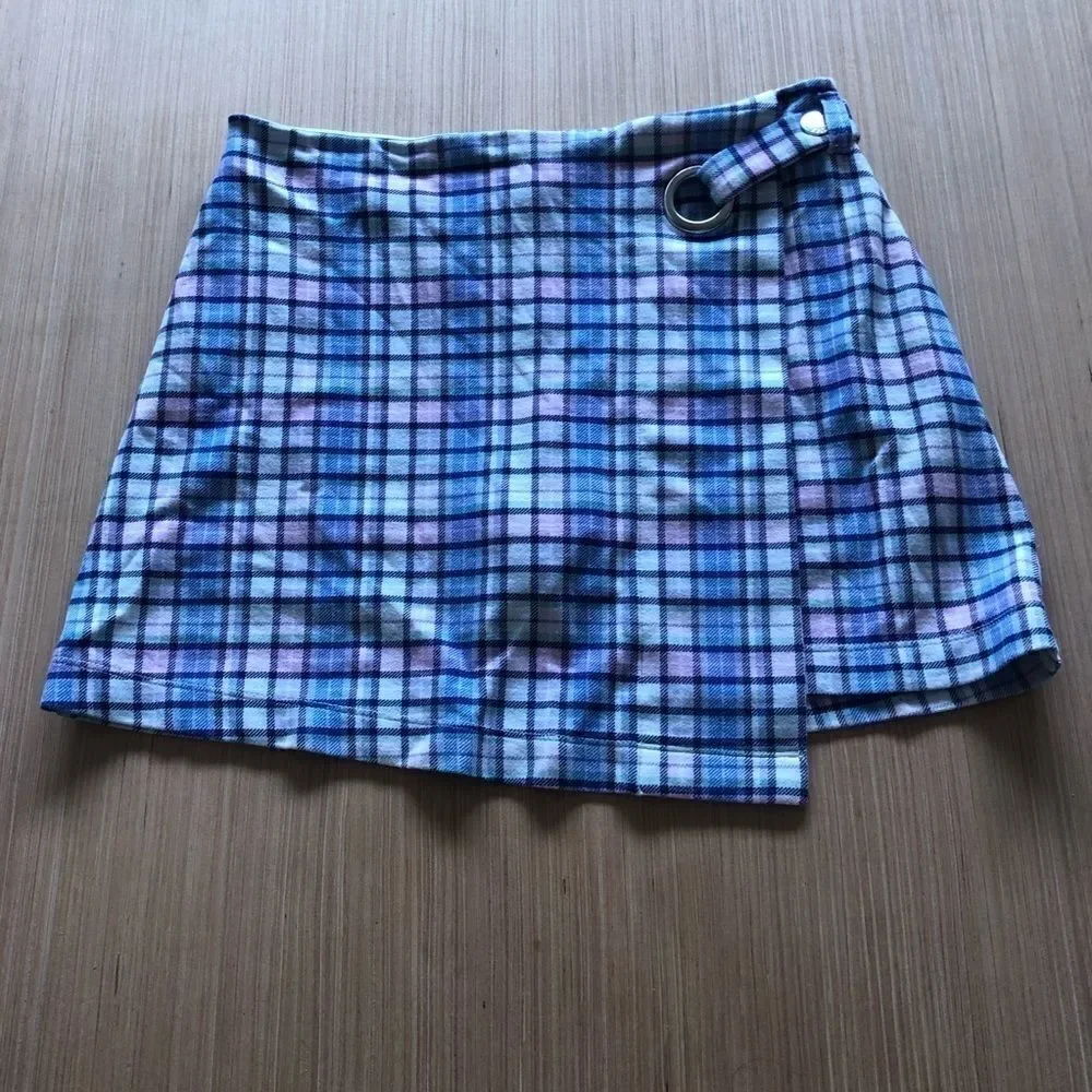 Justice Plaid Purple & Blue Skort Skirt
